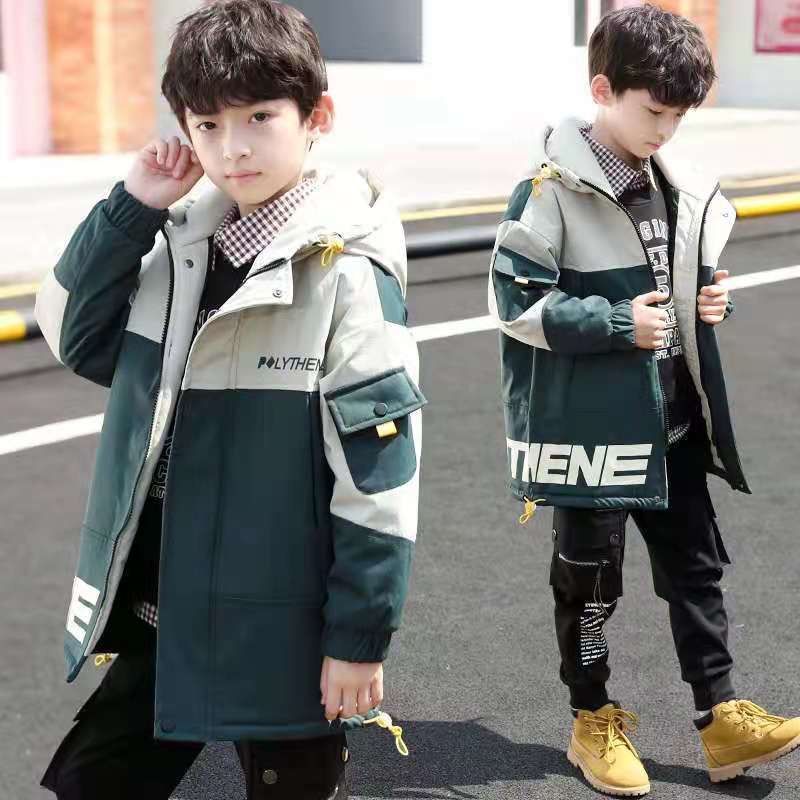 Boys Autumn All-match Windbreaker Spring Jacket Child Mid-length Casual Handsome Patchwork Outerwear Fall Clothes for Kids Coat